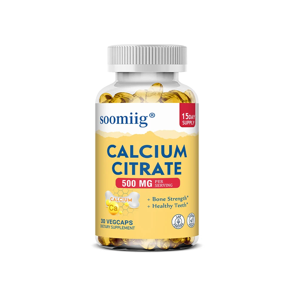 Calcium Citrate 500 Mg Per Serving Strengthens Bone, Teeth Health, Support Mobility & Flexibility, 120 Capsules, Non-GMO