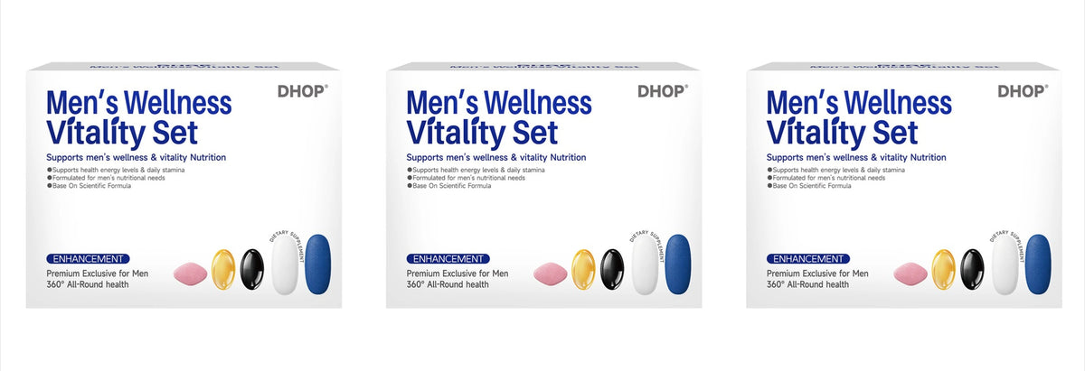 DHOP Men's Vitality Daily Supplement Pack Oyster Maca Cistanche Tablets Ashwagandha NMN DHA Capsules for Men's Energy Support