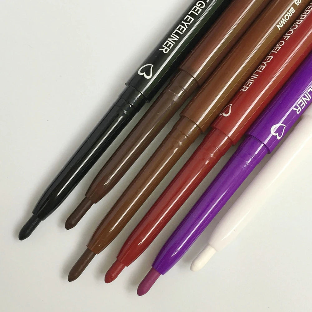 1/6Pcs 2 In 1 Eyeliner Lip Liner Gel Pencil Waterproof Long-lasting White Black Brown Easy Wear Eyeliner Makeup Eye Cosmetic