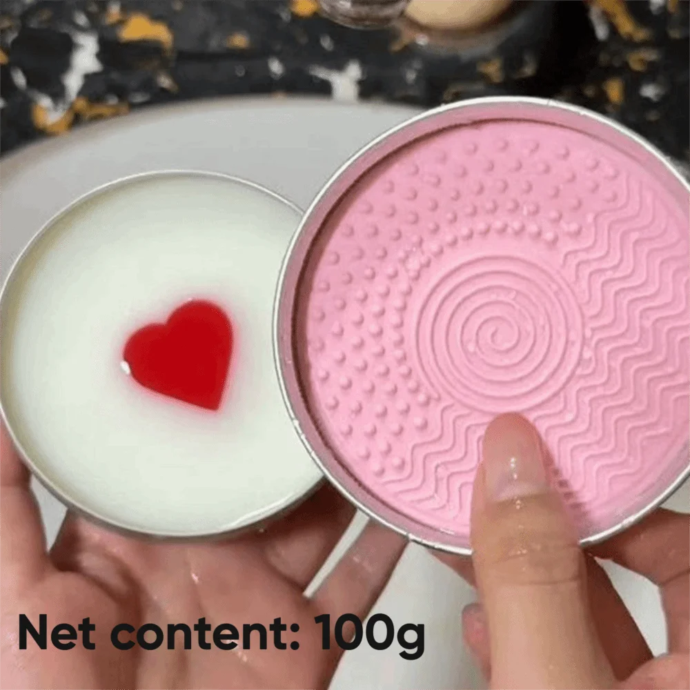 Deep Clean Makeup Brush Cleaner Soap Quick-Dry Heart Shape Cosmetic Sponge Cleaner Reusable with Silicone Mat Beauty Tool Washer