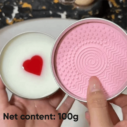 Deep Clean Makeup Brush Cleaner Soap Quick-Dry Heart Shape Cosmetic Sponge Cleaner Reusable with Silicone Mat Beauty Tool Washer