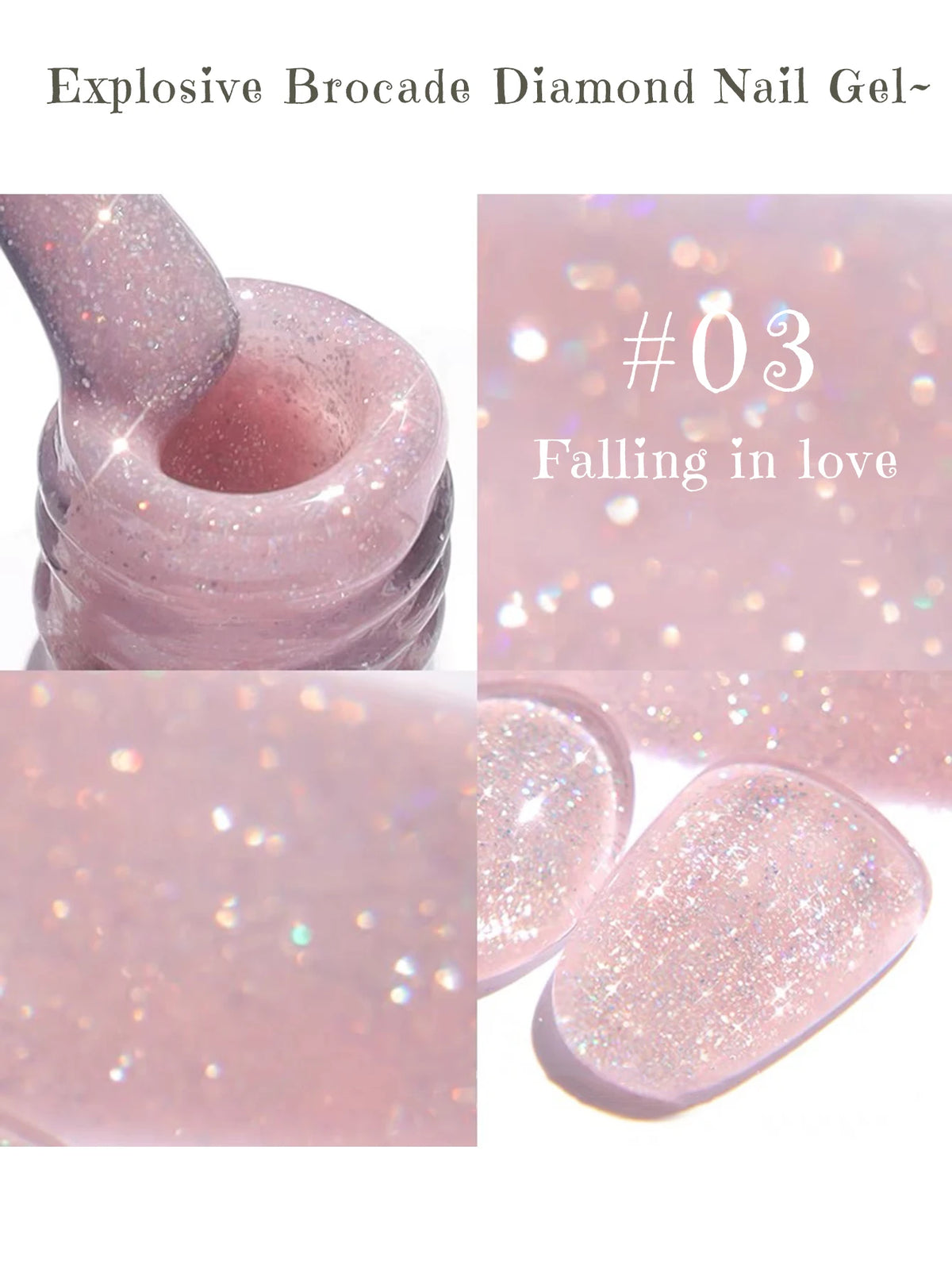 ZH 1-4Pcs 12ML Pink Blue White Green Color Series Ladybug Glitter Gel Nail Polish, Popular Yun Brocade Diamond Gel Polish