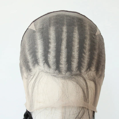 Black Braided Wigs Synthetic Full Lace Wig Glueless Full Lace Synthetic Wig Heat Resistant Fiber Wig for Women Daily Wear