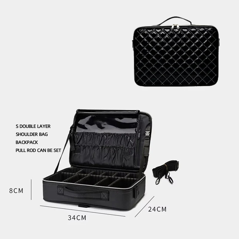 Waterproof PU Leather Cosmetic Bag Professional Large Capacity Storage Make Up Handbag Case Travel Toiletry Makeup Bag For Women