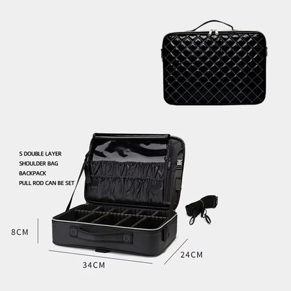 Waterproof PU Leather Cosmetic Bag Professional Large Capacity Storage Make Up Handbag Case Travel Toiletry Makeup Bag For Women