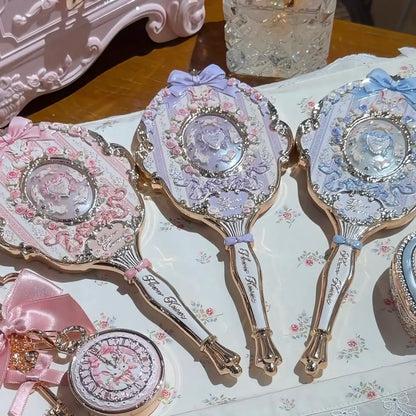 Flower Know Bunny Garde Series Compact Handheld Mirror Portable Cosmetic Makeup Mirror