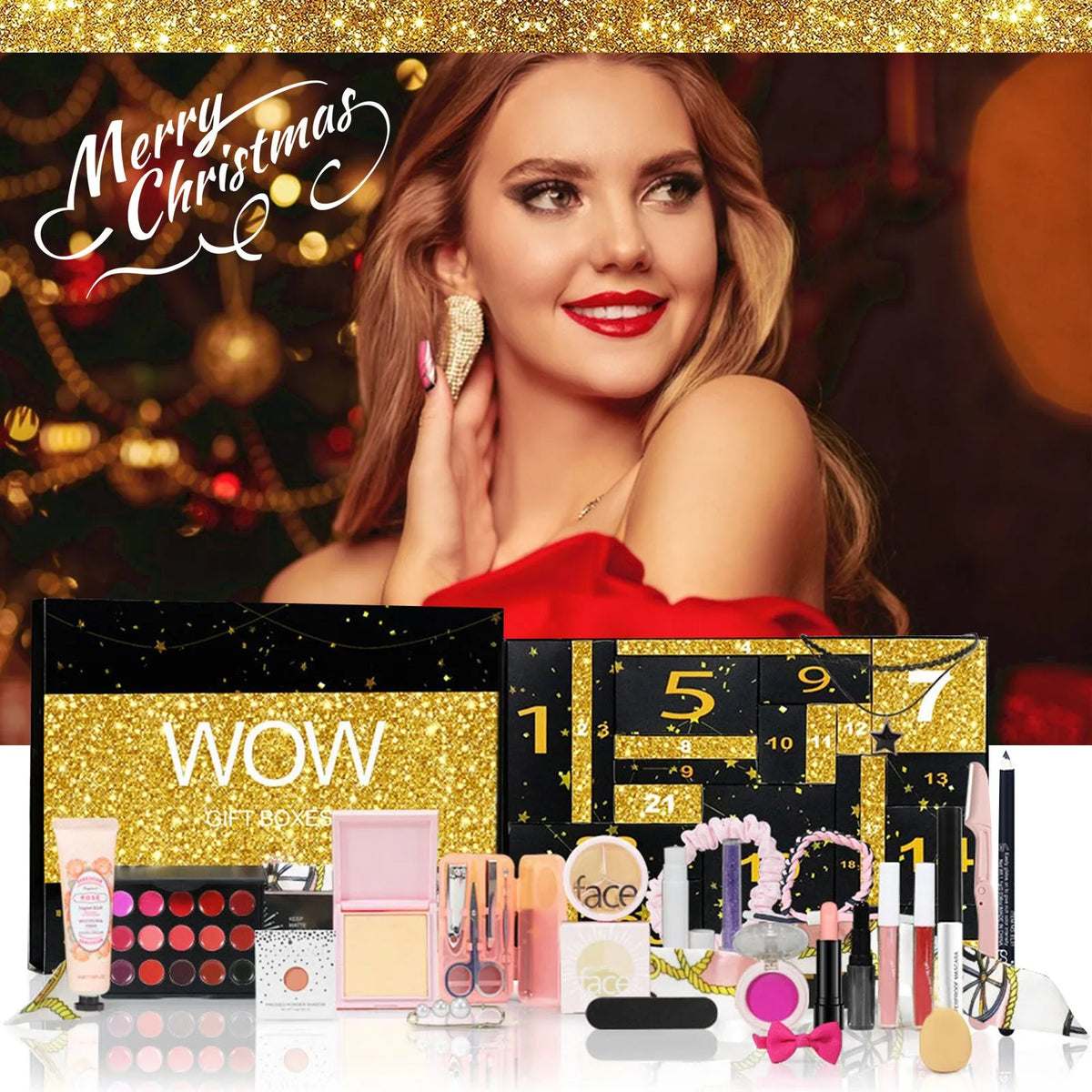Girls Makeup Advent Calendar Surprise Blind Box 24pcs Skin Care Products Gift Box Christmas Countdown Calendar Beauty Care Set