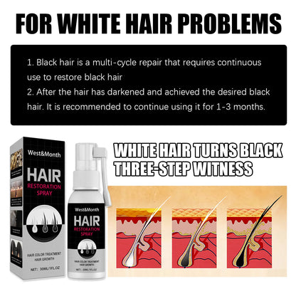 Gray White Hair Treatment Serum Cover White Hairs To Black Natural Color Repair Spray Anti Loss Hair Restore Healthy Hair Care