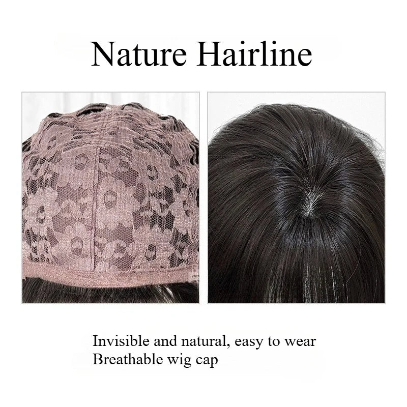 Layered Wig with Bangs Japanese Style 18inch Collarbone Hair Jellyfish Headband Wig Curly High Temperature Fibers Synthetic Wigs