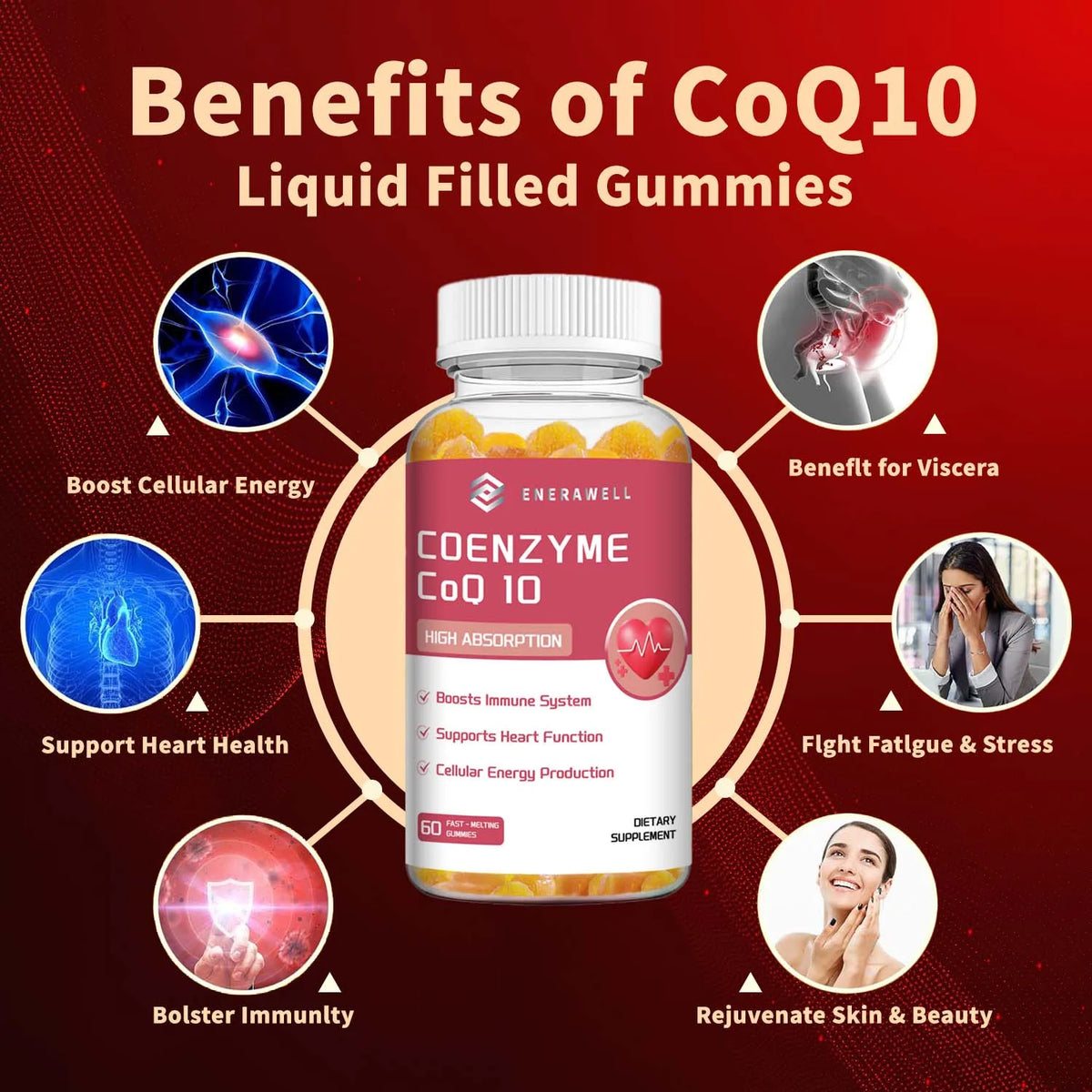 Organic Coenzyme Q10 Gummies - Supports Energy Production, Core System Health, Supports Immunity - Dietary Supplement
