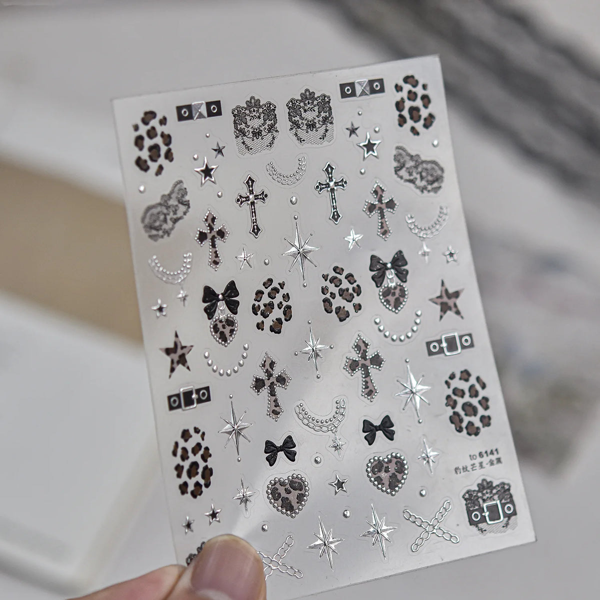 Luxury Winter Silver Crystal Christmas Nail Stickers Bow Star Pattern Nails 3D Decoration 3D Self Adhesive Nail Art Sticker DIY
