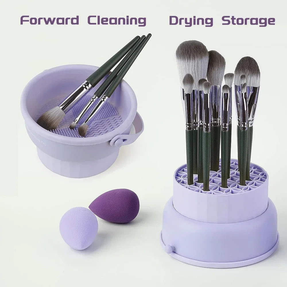 1pc Silicone Makeup Brush Cleaner Mat & Drying Rack Cosmetic Brush Cleaning & Air Dry Tool Beauty Tool Organizer Kit Wholesale