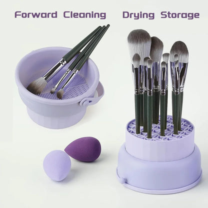 1pc Silicone Makeup Brush Cleaner Mat & Drying Rack Cosmetic Brush Cleaning & Air Dry Tool Beauty Tool Organizer Kit Wholesale