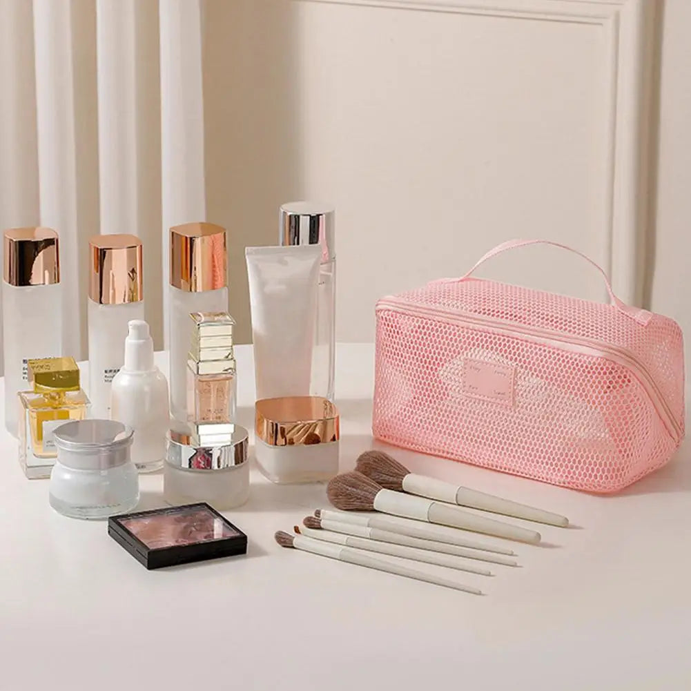 Mesh Large Capacity Cosmetic Bag Multifunction Travel Cosmetic Bag Women Toiletries Organizer Female Storage Make Up Case Tool