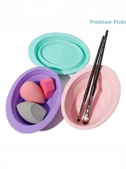 Soft Silicone Makeup Brush Cleaner Folding Powder Puff Cleaning Bowl Eyeshadow Brushes Wash Clean Mat Beauty Tools Scrubber Box