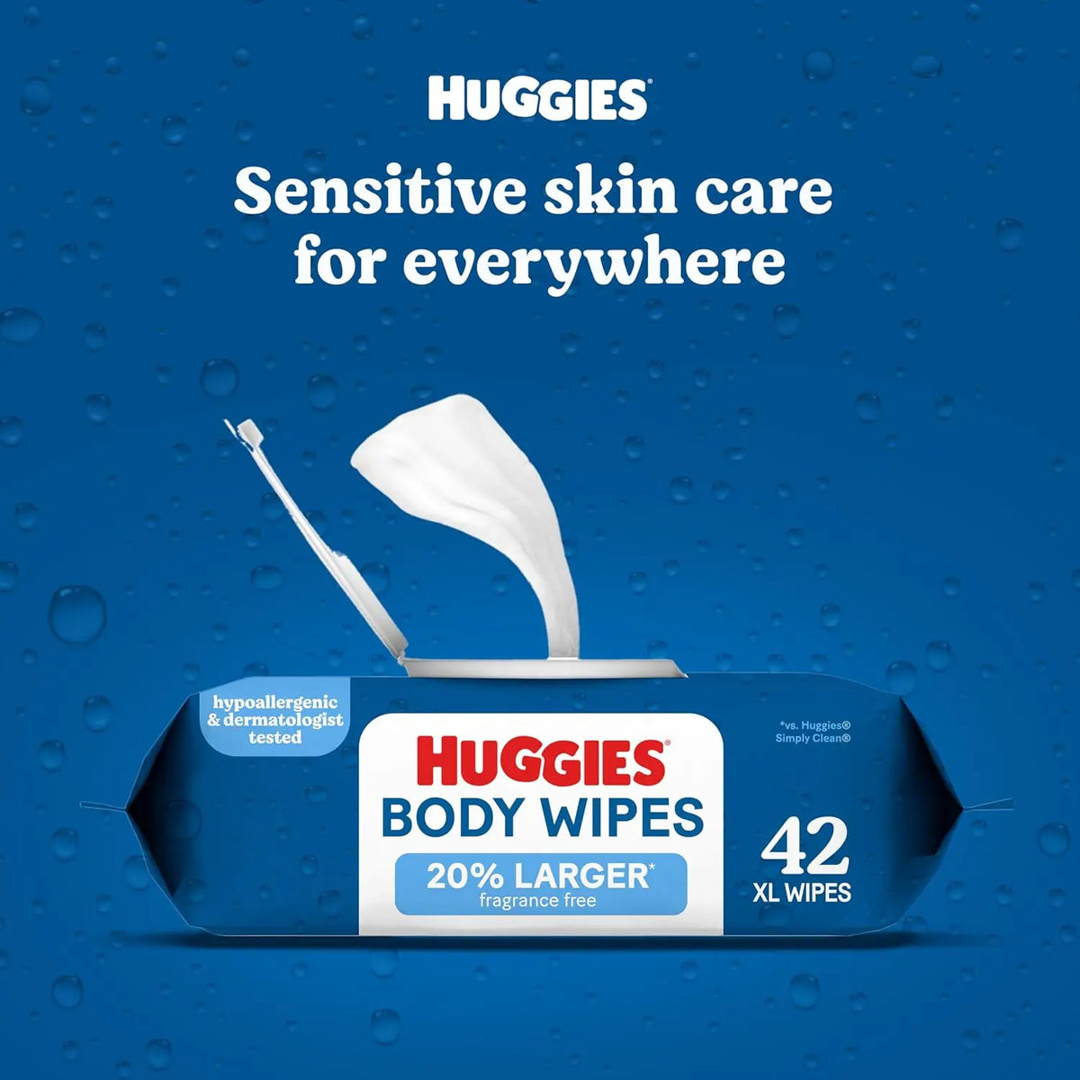 Extra Large Unscented Wipes, 42 Count Flip-Top Pack for Whole-Body Clean