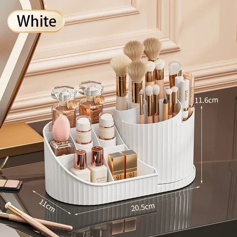 360° Rotatable Cosmetic Organizer Lipstick Makeup Brush Holder Desktop Cosmetic Display Cabinet for Dresser Living Room