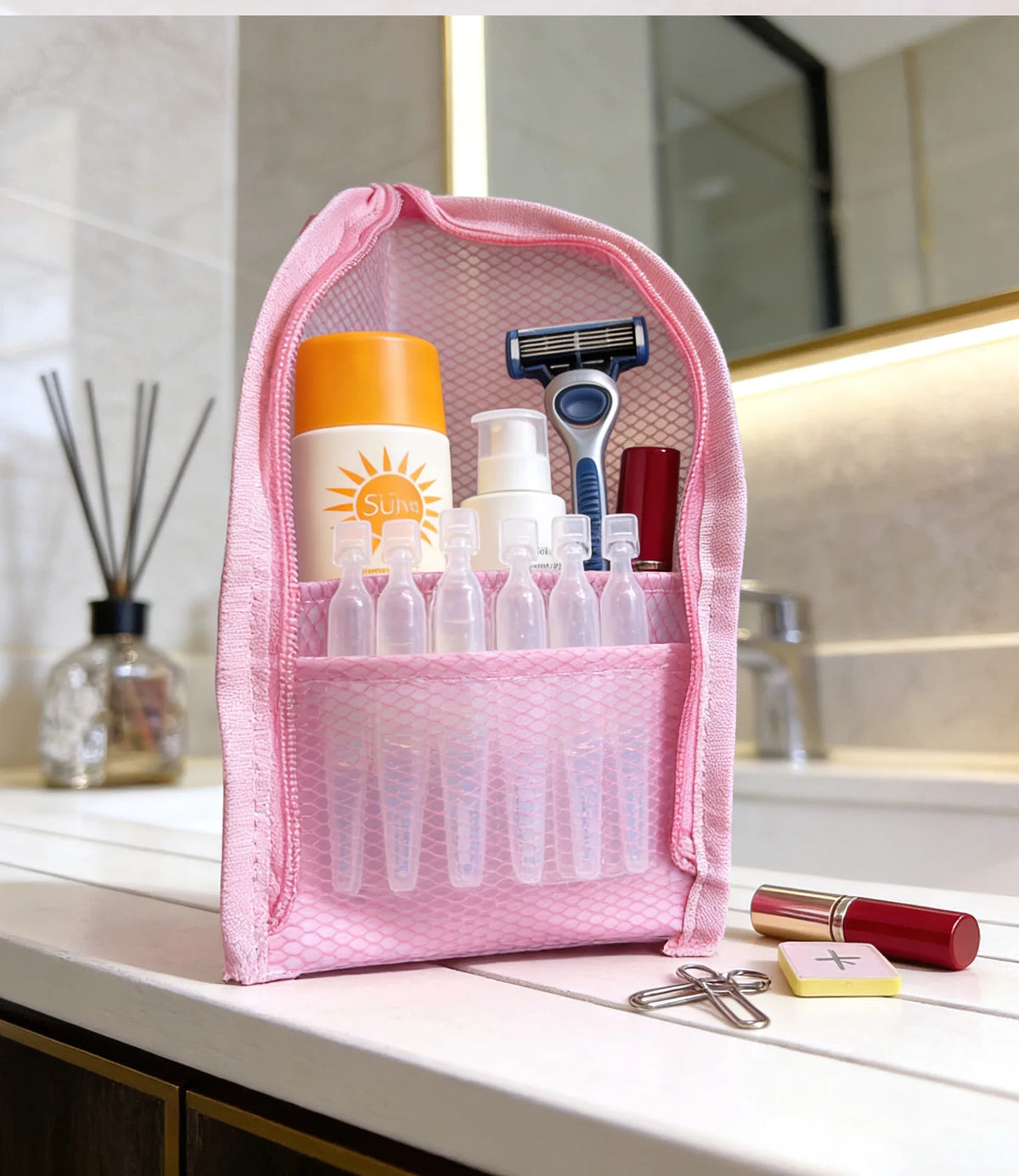 Standing Mesh Toiletry Bag Portable EVA Travel Foldable Toothbrush Cosmetic Organizer Women Bathroom Storage Pouch Сумка