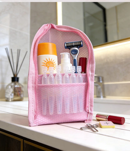 Standing Mesh Toiletry Bag Portable EVA Travel Foldable Toothbrush Cosmetic Organizer Women Bathroom Storage Pouch Сумка