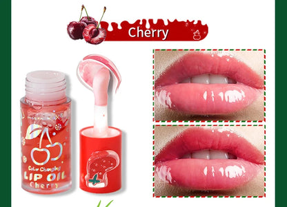 Christmas lip gloss gift box, long-lasting moisturizing and color changing lip oil, high gloss effect lip gloss 5- pieces