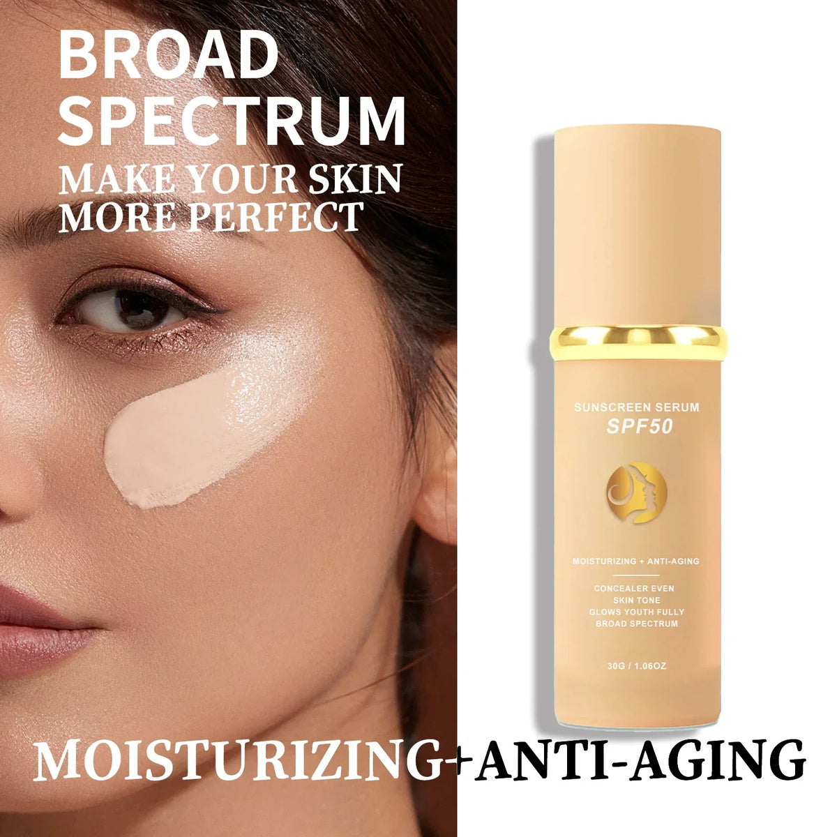 4 in 1 Liquid Foundation Sunscreen SPF 50+ Long Lasting Waterproof Concealer Hydrating Natural Face Makeup