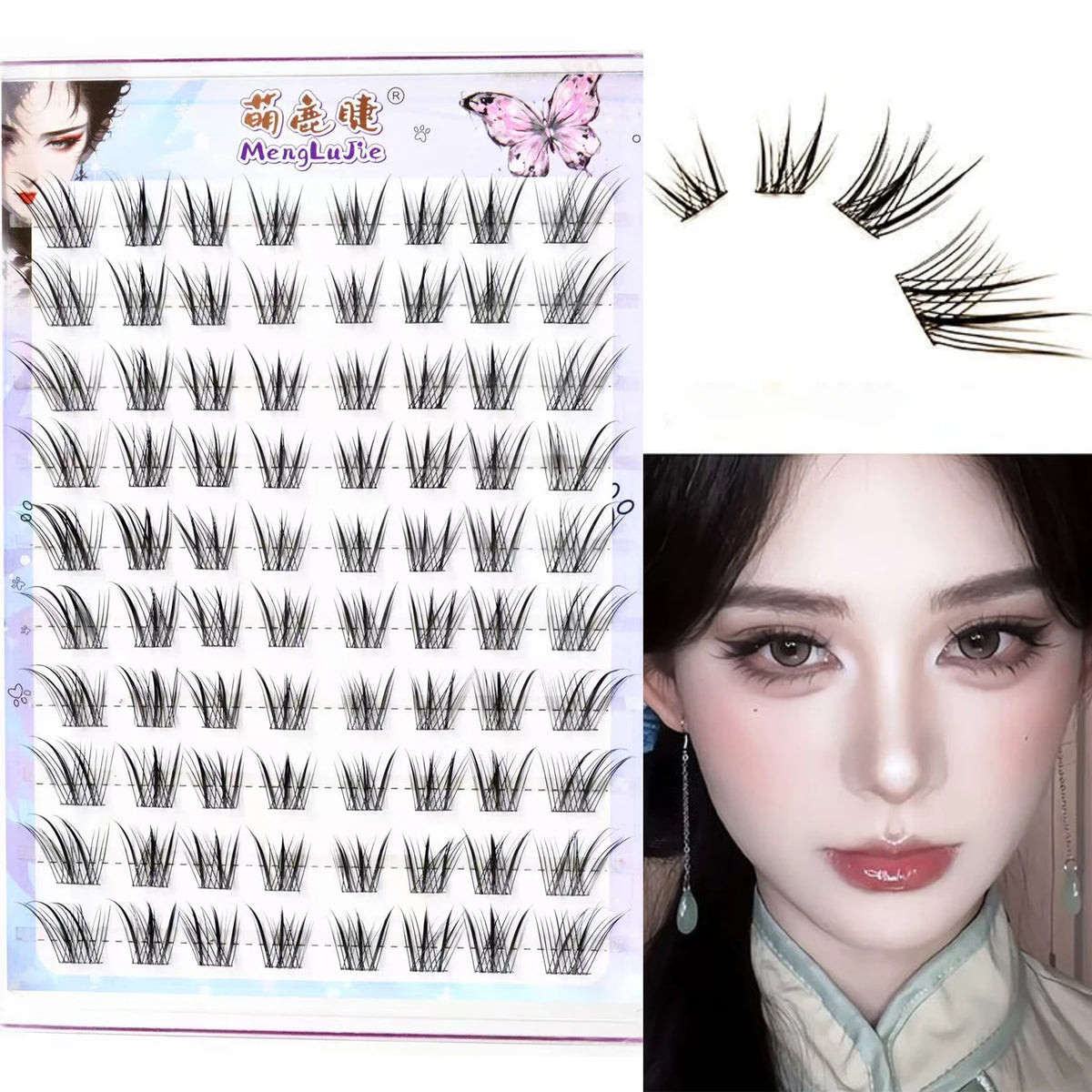 New Chinese Style False Eyelashes Foxes Style Dense Single Cluster Segmented Natural Wispy Lash Enlarge Eyes Perfect Eye Makeup