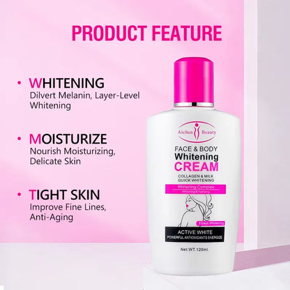 120ml Face Body Bleaching Cream Collagen Face Body Lotion Feminine Improve Dark Skin Gentle Nourishing Dark Skin Care for Women