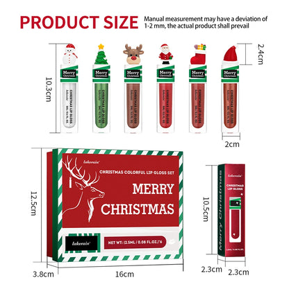Christmas Lip Gloss Set Waterproof Long-Lasting Moisturizing Lip Skincare Lip Glaze Set Ideal Festive Holiday Christmas Gift