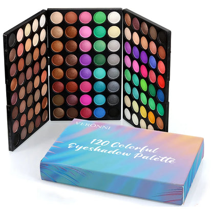 120 Colors 3-Layer Eyeshadow Palette, All-in-One Matte & Shimmer Makeup Kit, Long-Lasting Highly Pigmented Cosmetic Gift