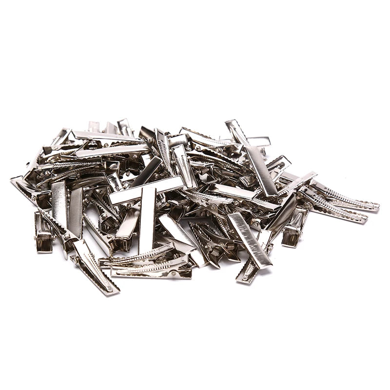 (YOUR)100pcs Black Hairclips Single Prong Alligator Hairpin Blank Setting Hair Clips.