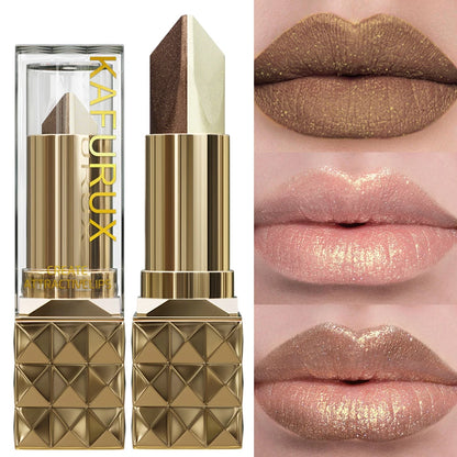 Two Tone Colors Lip Liner Pen with Glitter Matte Velvet Finish Smooth Metallic Lipstick Pearlecescent Lip Tint Makeup Gifts