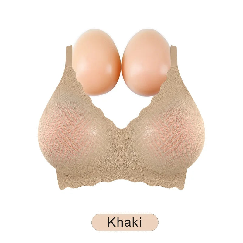 Artificial Silicone Breasts Forms Pads Fake Boobs Chest Women's Silicone Underwear Eexy Breast Padded Bra Becomes Big