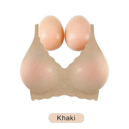 Artificial Silicone Breasts Forms Pads Fake Boobs Chest Women's Silicone Underwear Eexy Breast Padded Bra Becomes Big
