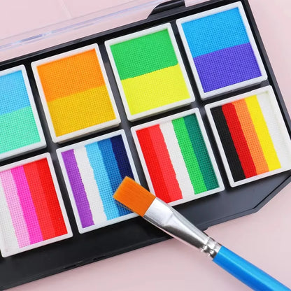 Professional Body Art 12 Colors Pastel Neon UV Color Rainbow Split Cake Face Paint Palette for Halloween Christmas