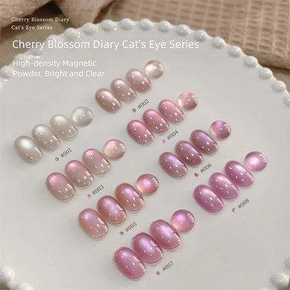 MIANEL 2026 Summer Trend Nude Pink Cat Eye Gel Nail Polish Soft Brightening Transparent Peach Pink with Glass Bead