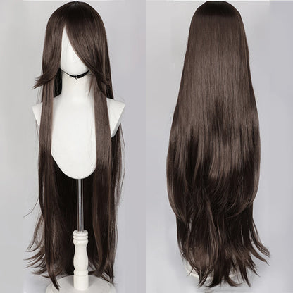 100CM Long Straight Wig With Bangs Synthetic Cosplay Wig For Women Pink Purple Cosplay Wigs for Party For Halloween