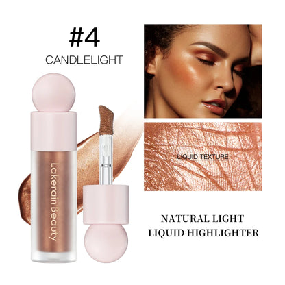 4 Colors Liquid Highlighter Brighten Skin Tone Highlighter Lightweight High Glossy Finish Natural Glow Liquid Luminizer Makeup