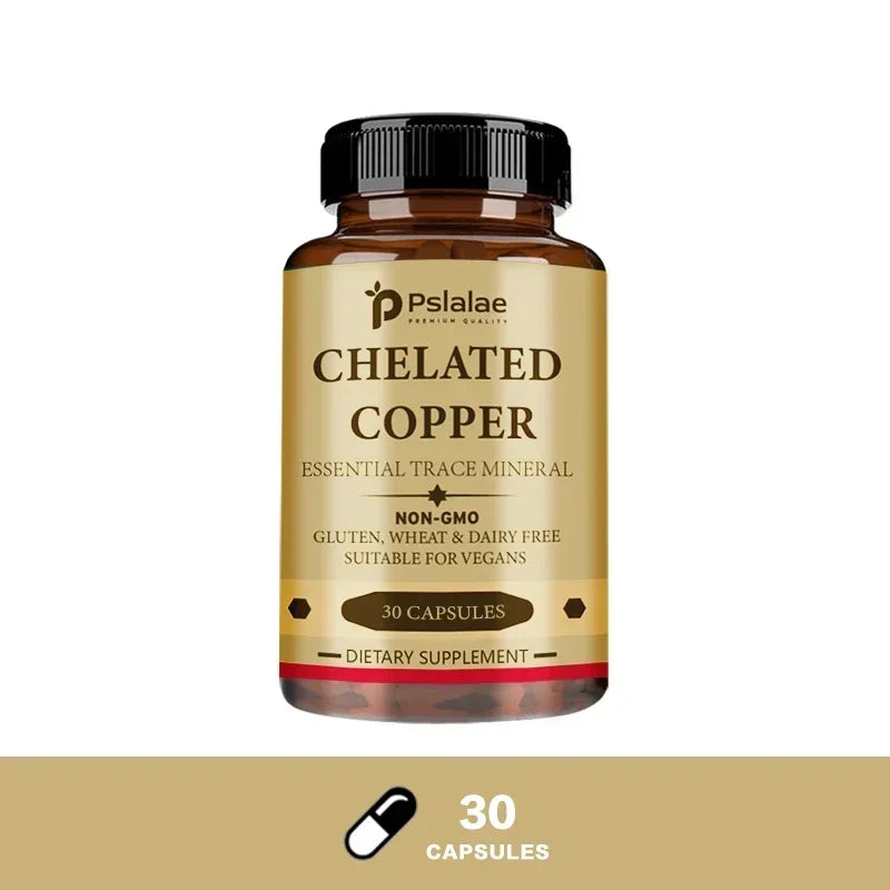 Chelated Copper Capsules - Supports Bone, Skin, and Nervous System Health, Promotes Collagen Synthesis, and Enhances Immunity