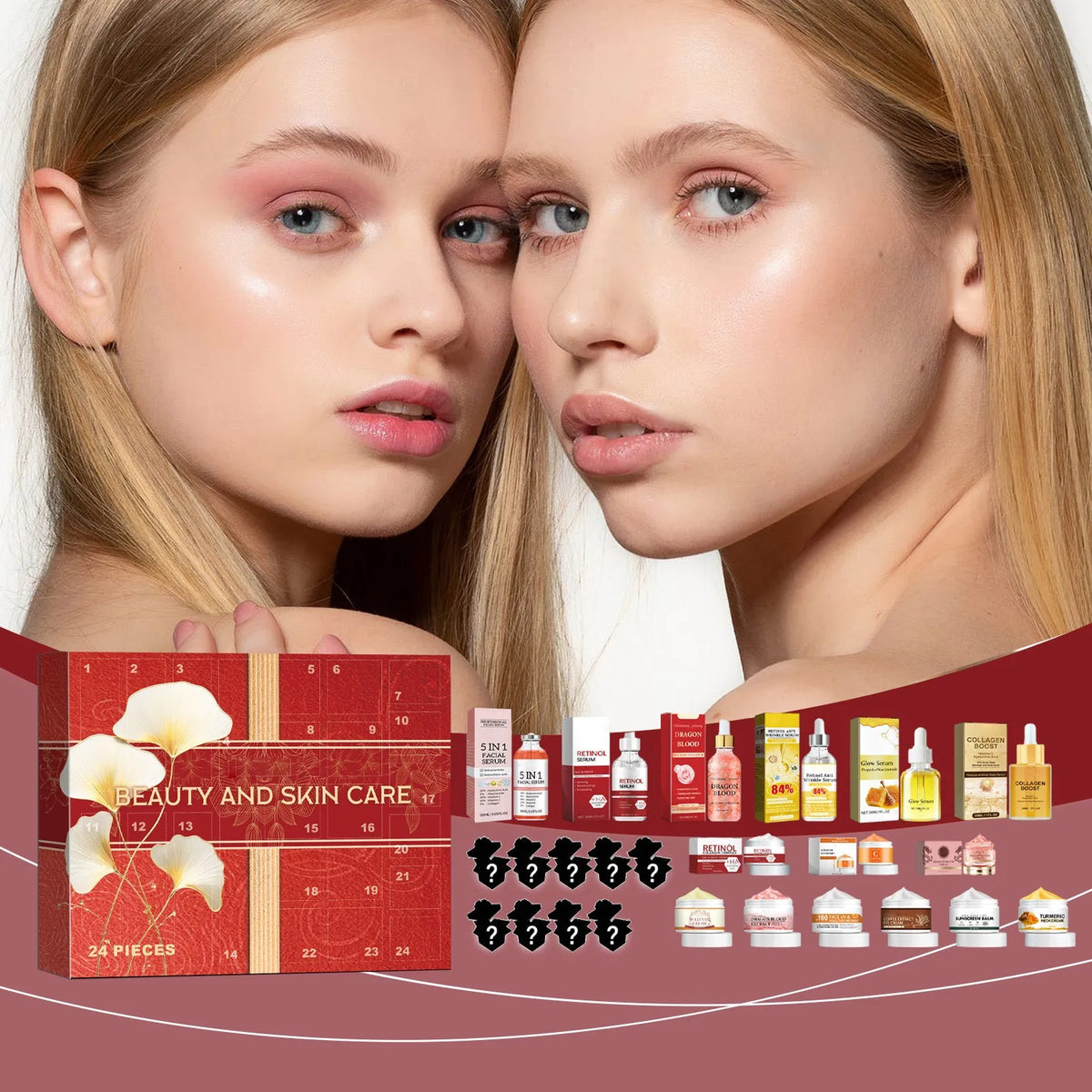 Girls Makeup Advent Calendar Surprise Blind Box 24pcs Skin Care Products Gift Box Christmas Countdown Calendar Beauty Care Set