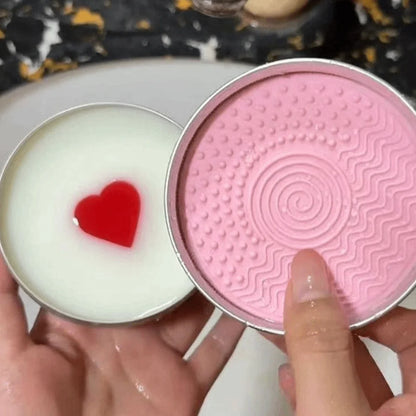Deep Clean Makeup Brush Cleaner Soap Quick-Dry Heart Shape Cosmetic Sponge Cleaner Reusable with Silicone Mat Beauty Tool Washer