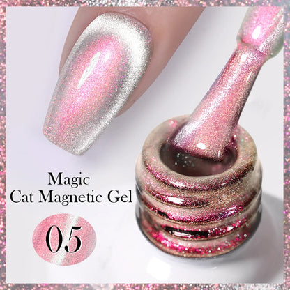 BORN PRETTY 10ml Rainbow Glass Cat Magnetic Nail Gel Polish Sparkling Double Light Reflective Glitter Colorful Laser Varnish