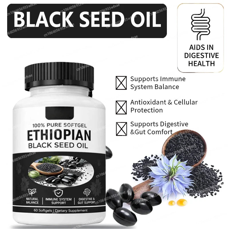 Black Seed Oil Supplement Potent Antioxidant for Immune Support & Digestive Health,Soote Joint &Skin Care