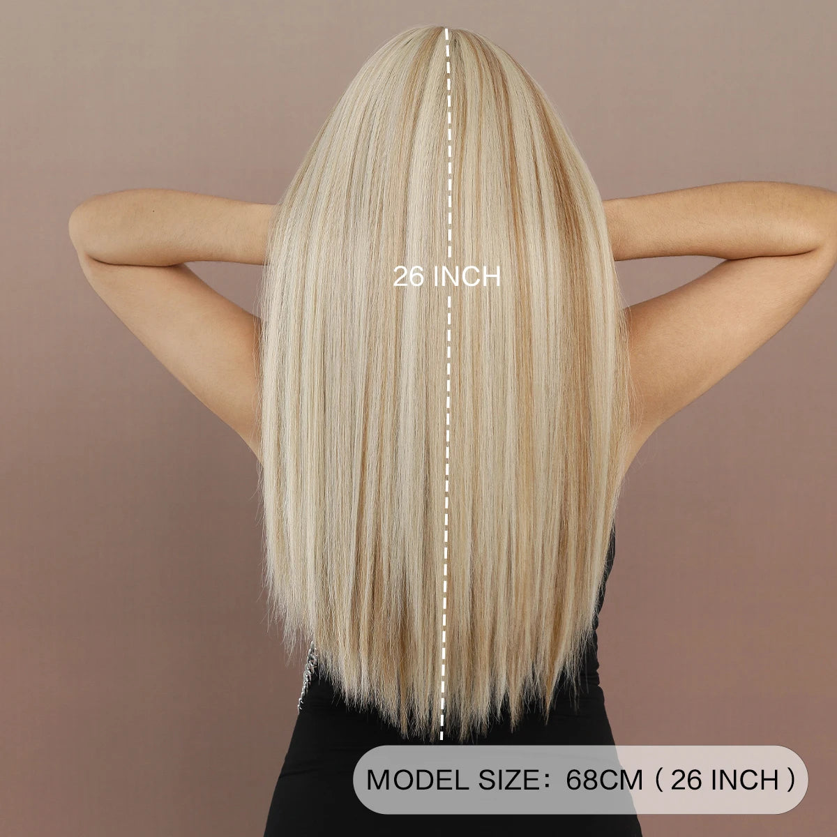 Long Straight Light Blonde Wig for Women Daily Party Highlight Brown Synthetic Layered Hair Wigs with Bangs Halloween Cosplay