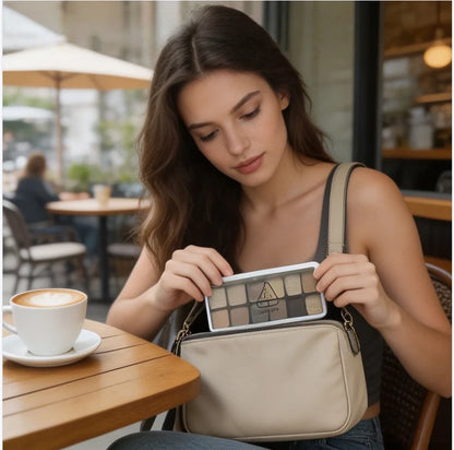 12-Color Cement Eyeshadow Palette Earth Tones Matte Pearl Glitter Waterproof Long-Lasting Korean Makeup Shiny Cold Tea Brown