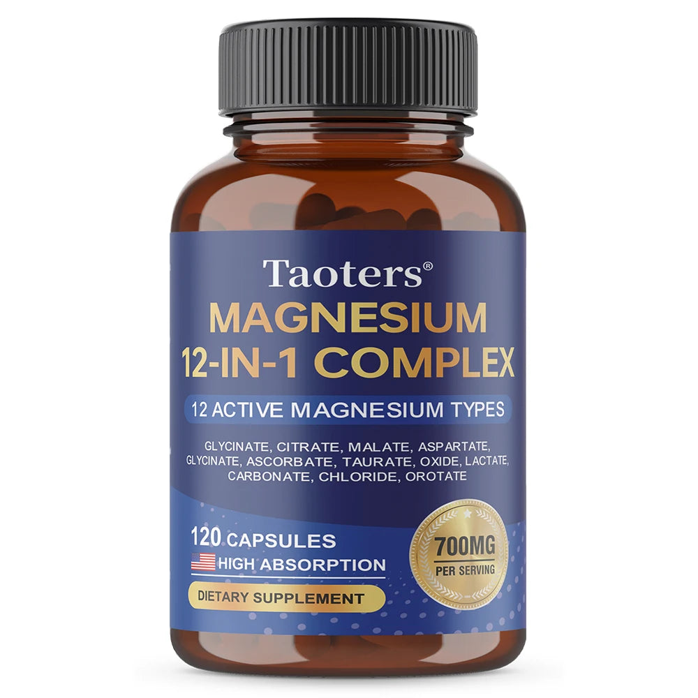 Magnesium Capsules for Adults, with Glycinate Citrate Taurate, Support Bone Density, Sleep Quality and Anxiety Relief