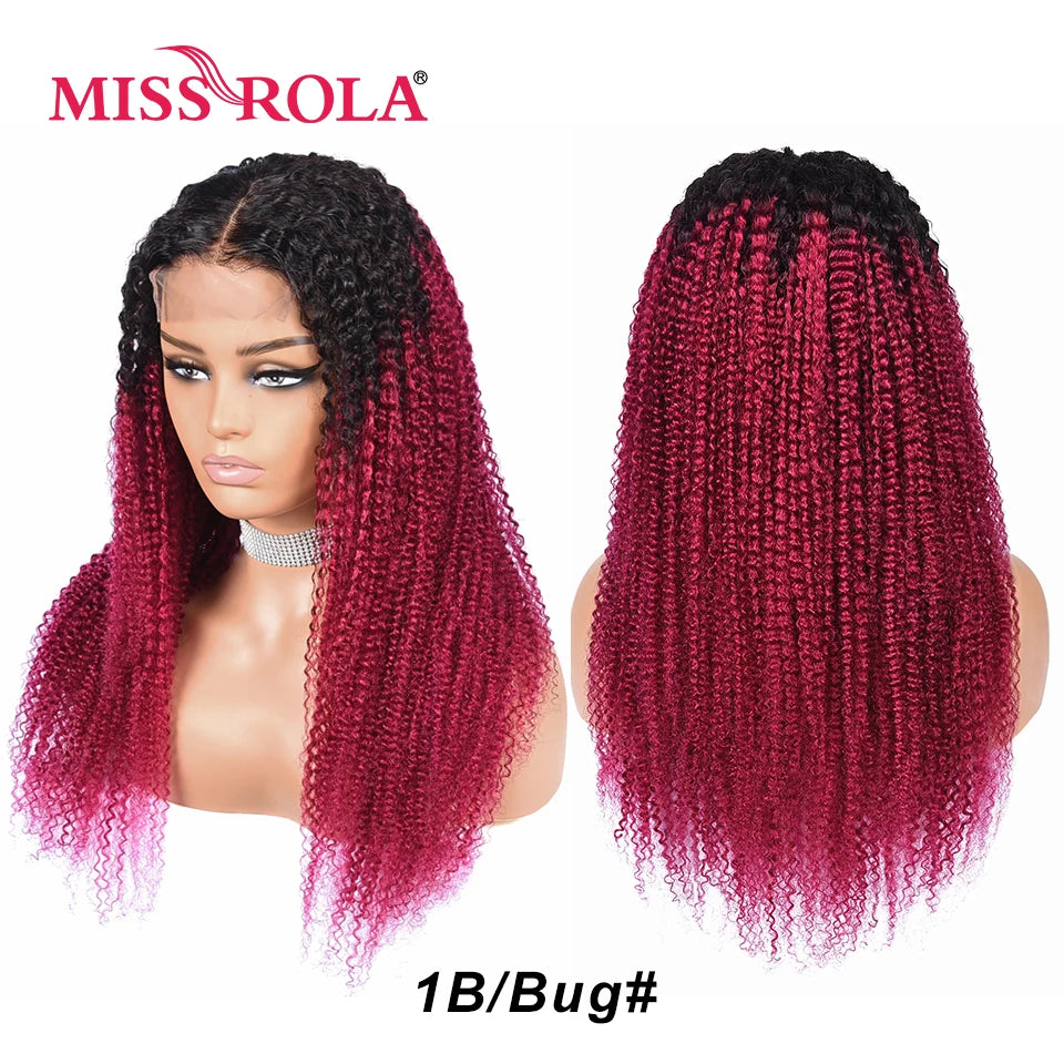 Miss Rola Brazilian Human Hair Curly Wigs 180% Density 4x4 Lace Closure Wig Kinky Curly Hair Wig Remy Pre Plucked With Baby Hair