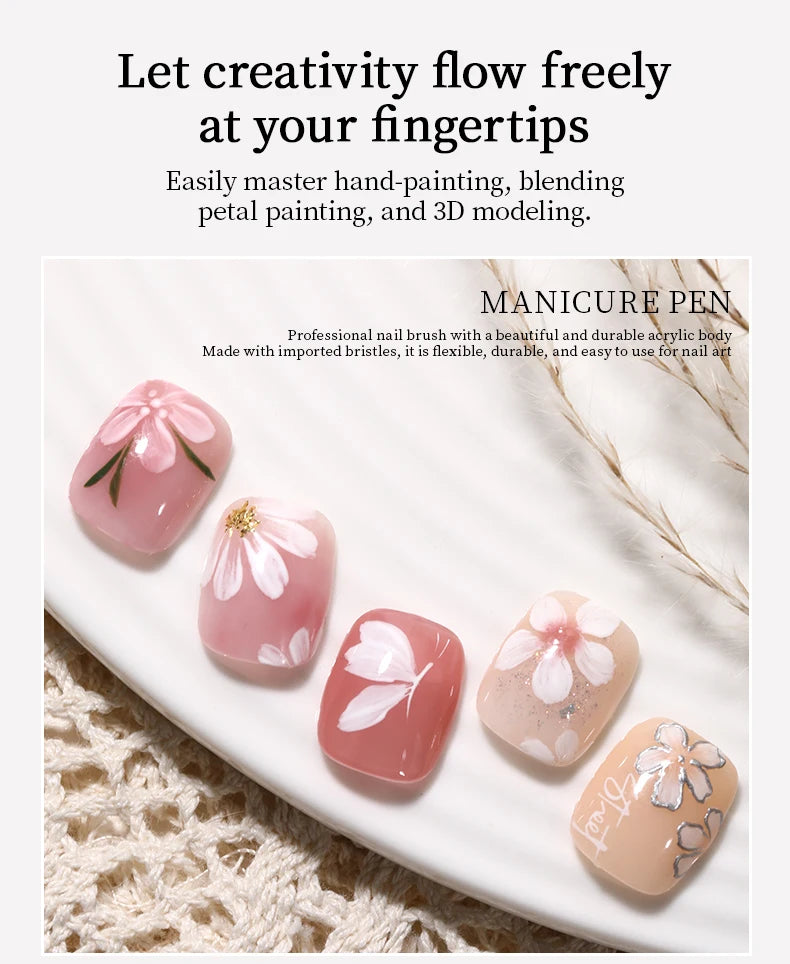 QINGNENGLIANG Nail Art Brush Painting Drawing Pen for Lines Grid Flower Butterfly DIY Multifunctional Manicure Design Tool