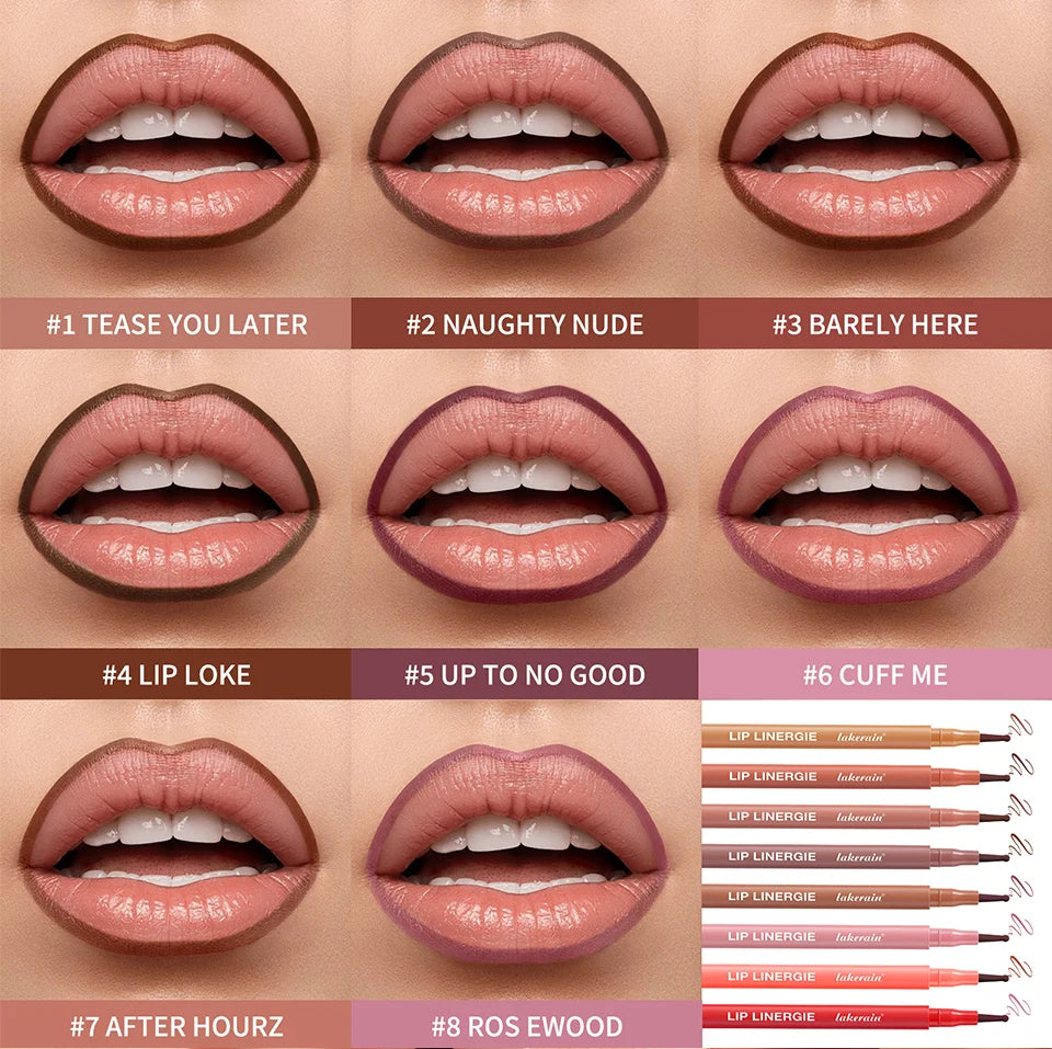 Lakerain Lip Liner Waterproof Transfer-proof Long-lasting Wear Pen Style Felt Head Design Blendable Lip Liner Stain Pen