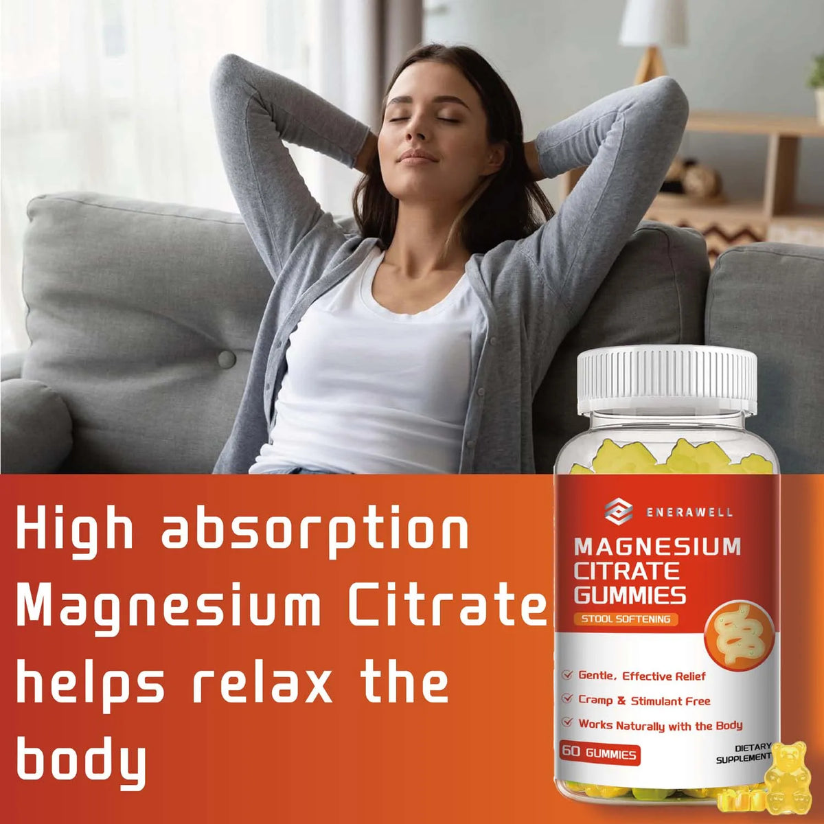 Magnesium Citrate Gummies - Promate Relaxation, Bone Health, Sleep, Heart Health, Nerves, Muscles, and Metabolism, 60 Gummy