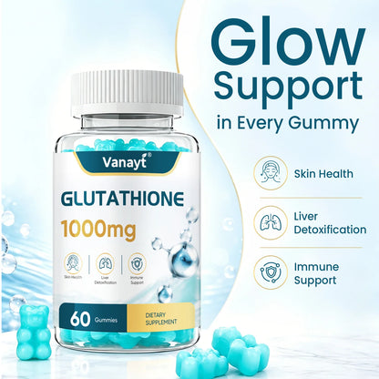 Vanayt Glutathione 1000mg Gummies Hydrolyzed Collagen Vitamin C 60Pcs Skin Health Liver Detox Immune Support Dietary Supplement